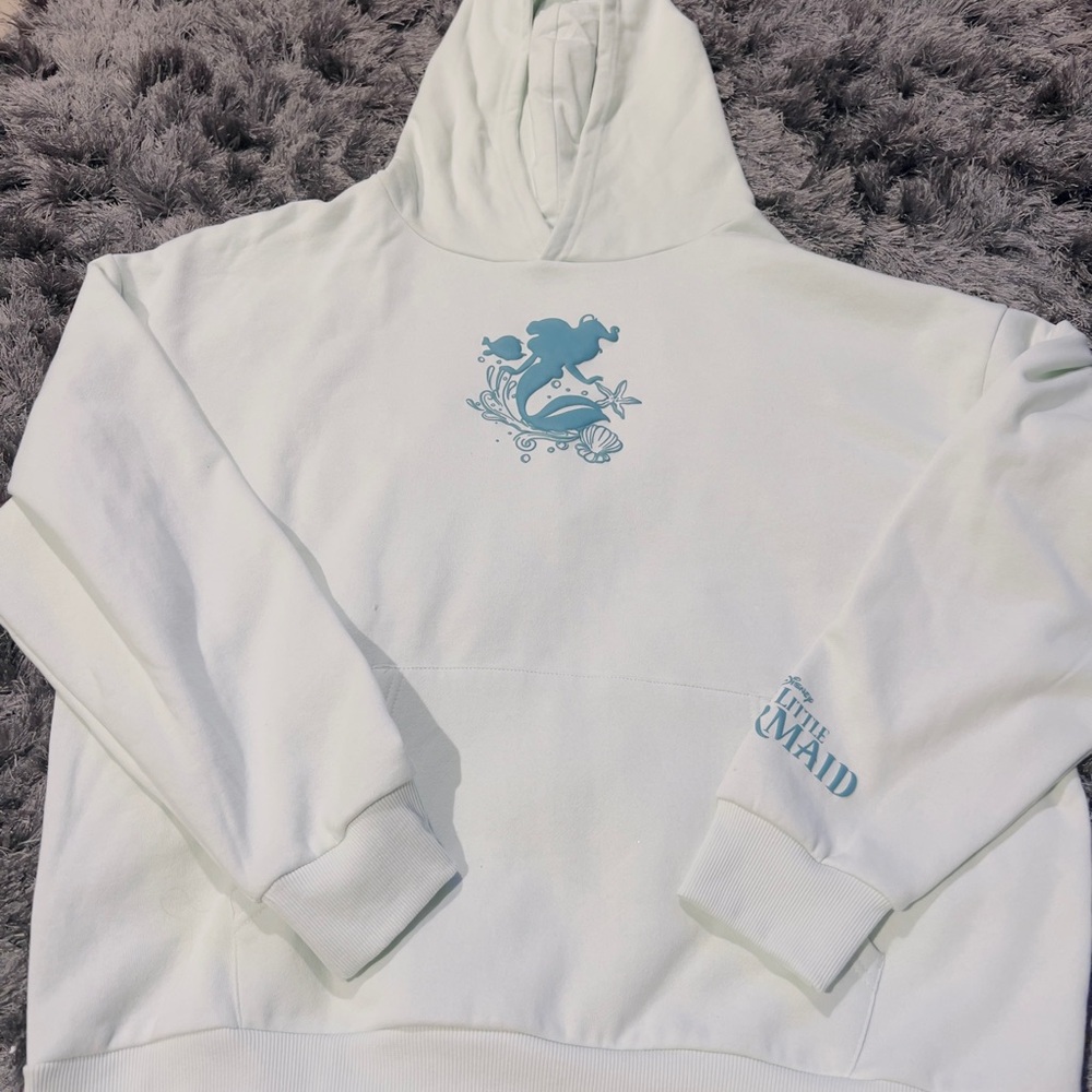 Disney The Little Mermaid Ariel Hibiscus Mint Green Hooded Sweatshirt